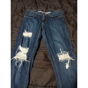 Just Black Skinny Jeans Womens 28 Stretch Dark Blue Denim Distressed BP1029